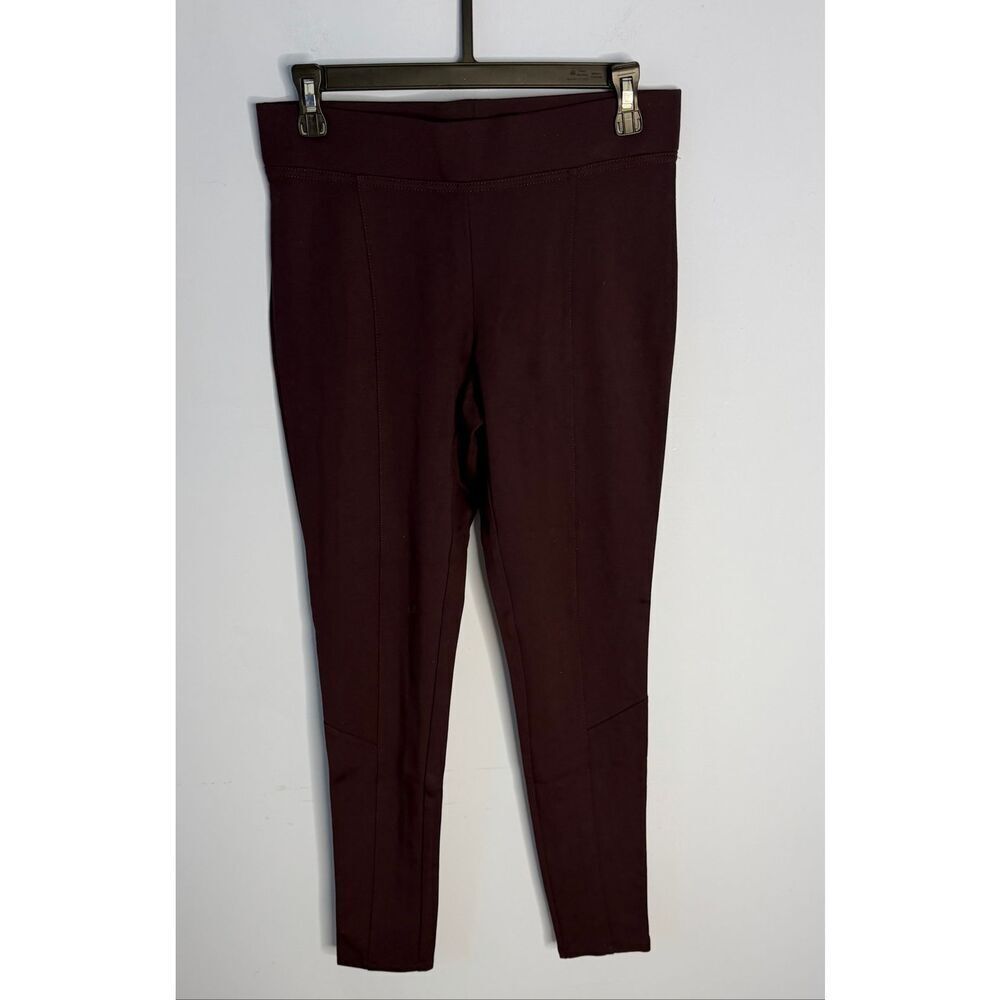 Caché Burgundy Ponte Leggings Size M Purple Stretchy Slim Fit Womens size medium